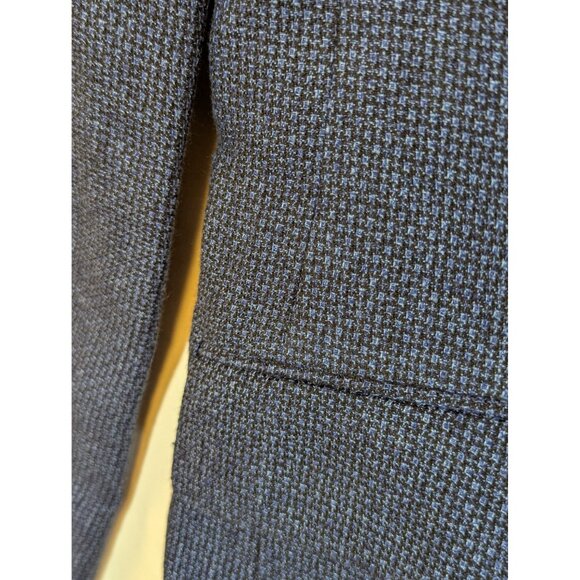 Joseph Abboud Mens Blue Houndstooth Blazer Size 40S Linen & Wool Blend Professio - Picture 2 of 7